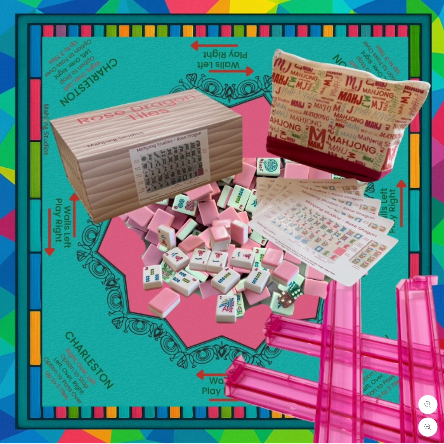 Rose Dragon American Mahjong Bundle - Pink Tile Set w/ Blanks (166 Tiles)