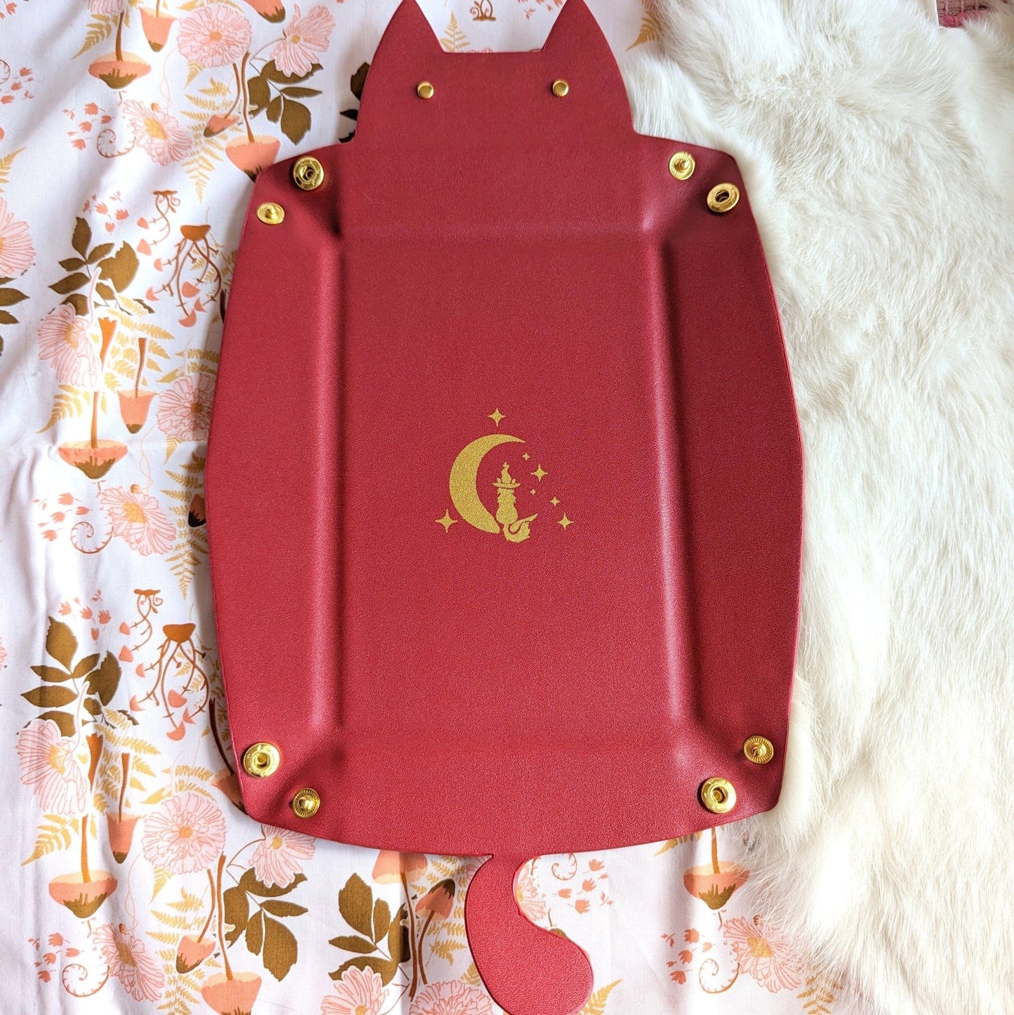 Cat Dice Rolling Tray - Burgundy