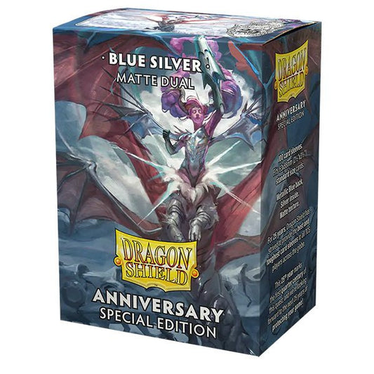 Dragon Shield Sleeves: Standard DUAL - Matte Blue/Silver (100 ct.) - The Fourth Place