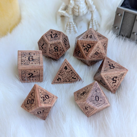 Dreamy Rosewood Engraved Dice Set - The Fourth Place