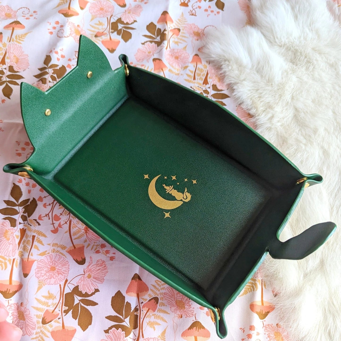 Cat Dice Rolling Tray - Emerald