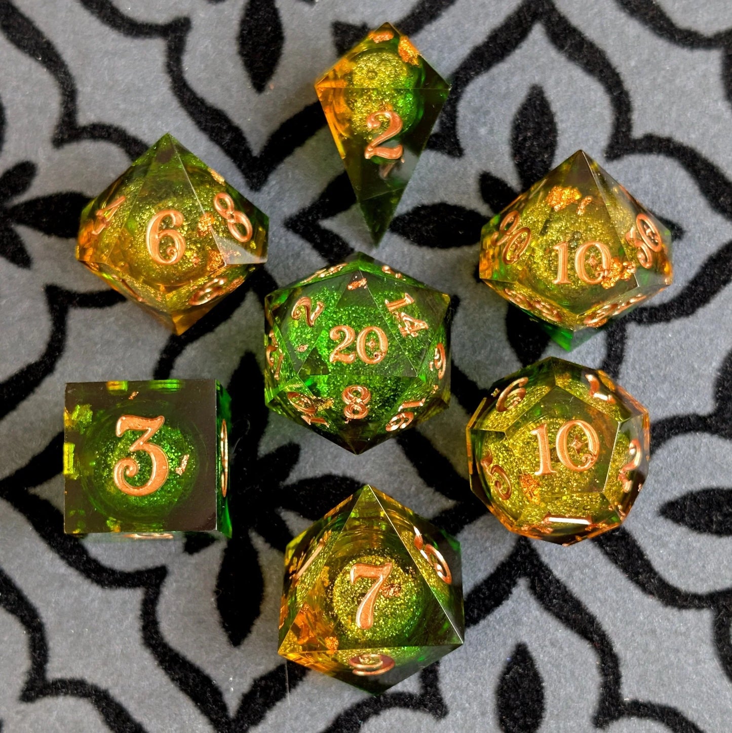 Forest - 7-Piece Liquid Core Sharp Edge Dice Set