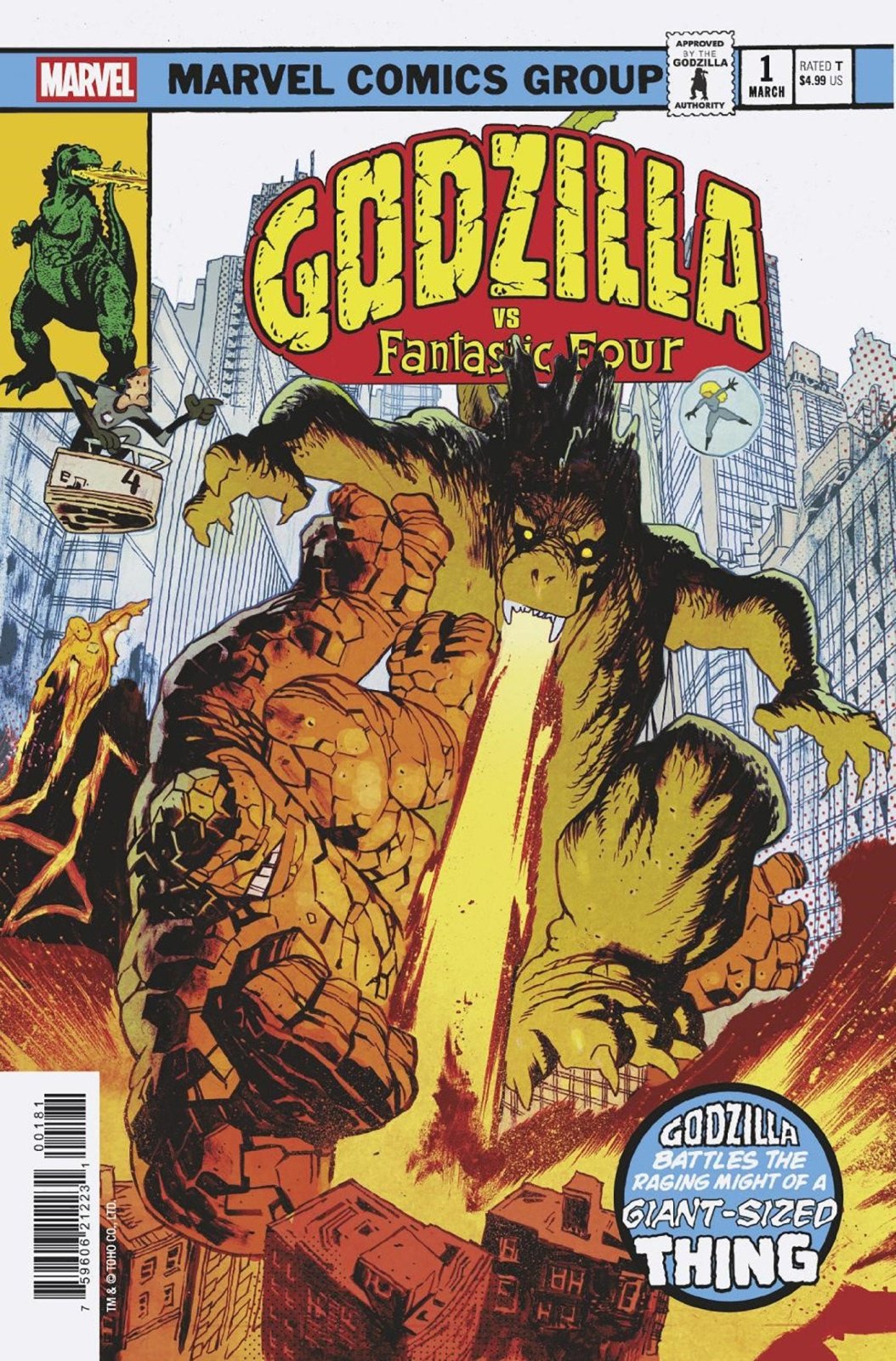 Godzilla vs. Fantastic Four 1 James Harren Godzilla King Of The Monsters Homage Variant - The Fourth Place