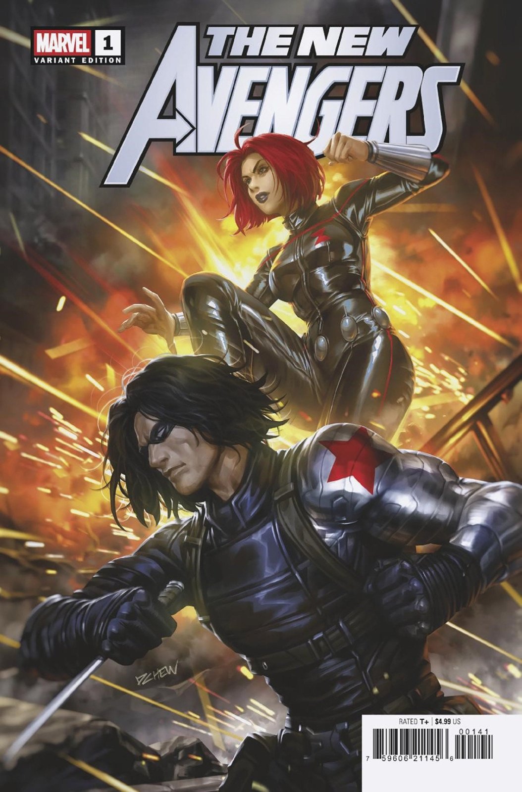 New Avengers 1 Derrick Chew Black Widow And Winter Soldier Variant A - The Fourth Place