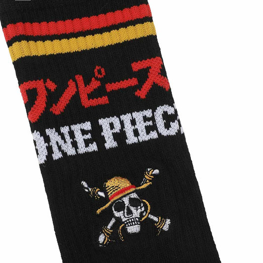 One Piece Kanji Embroidered Crew Socks - The Fourth Place