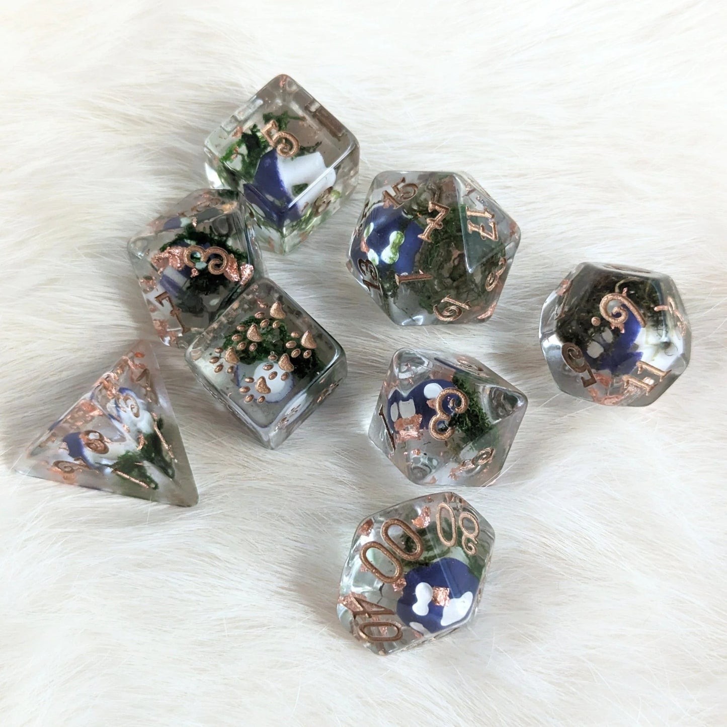 Purple Mushrooms and Moss - 8-Piece Dice Set