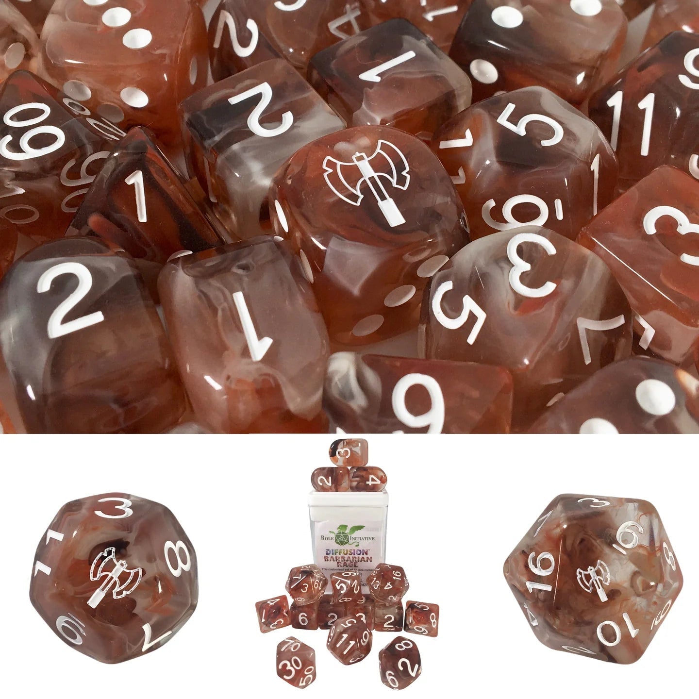 Set of 15 dice w/ Arch'd4: Barbarian Rage w/ symbol - The Fourth Place