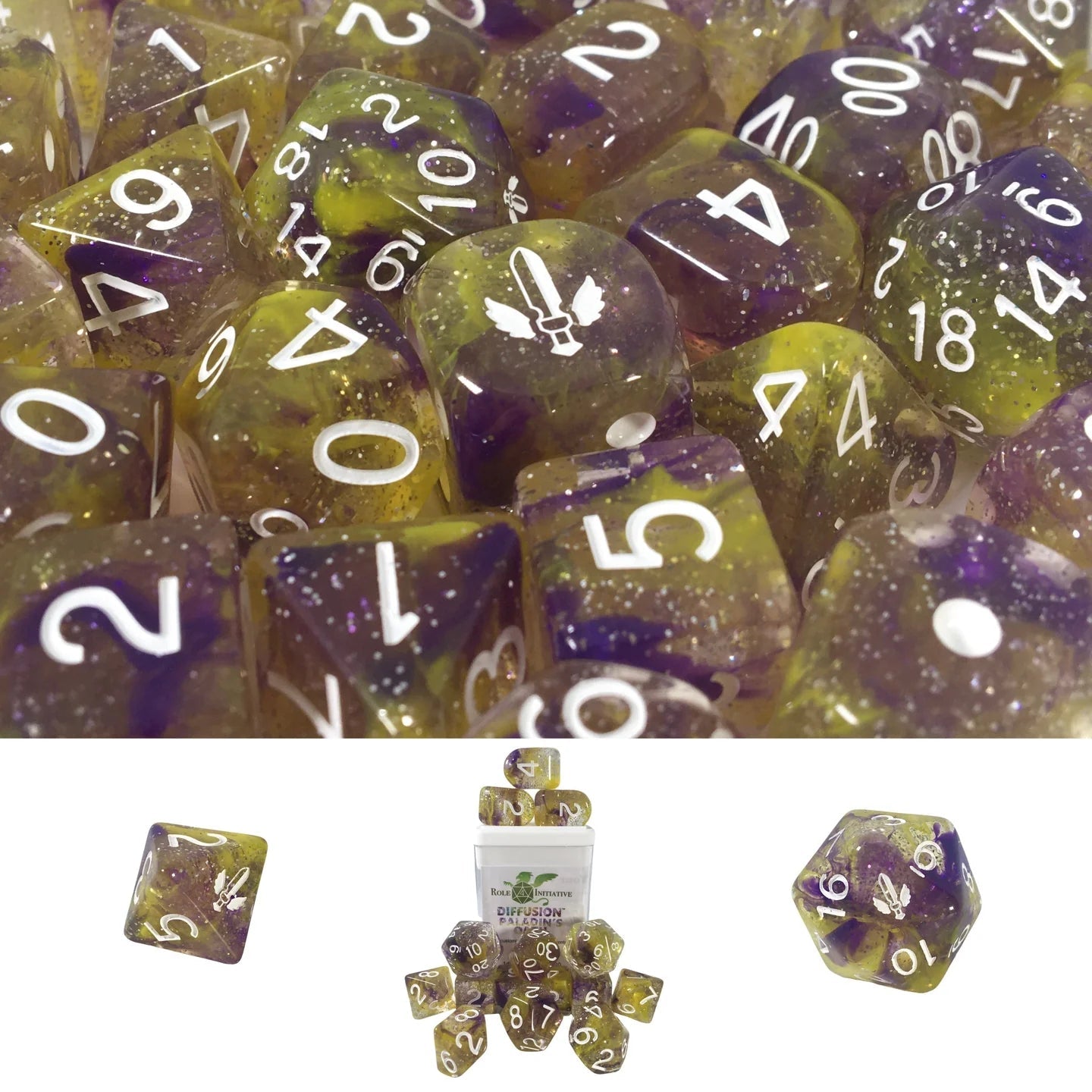 Set of 15 dice w/ Arch'd4: Paladin's Oath w/ symbol - The Fourth Place