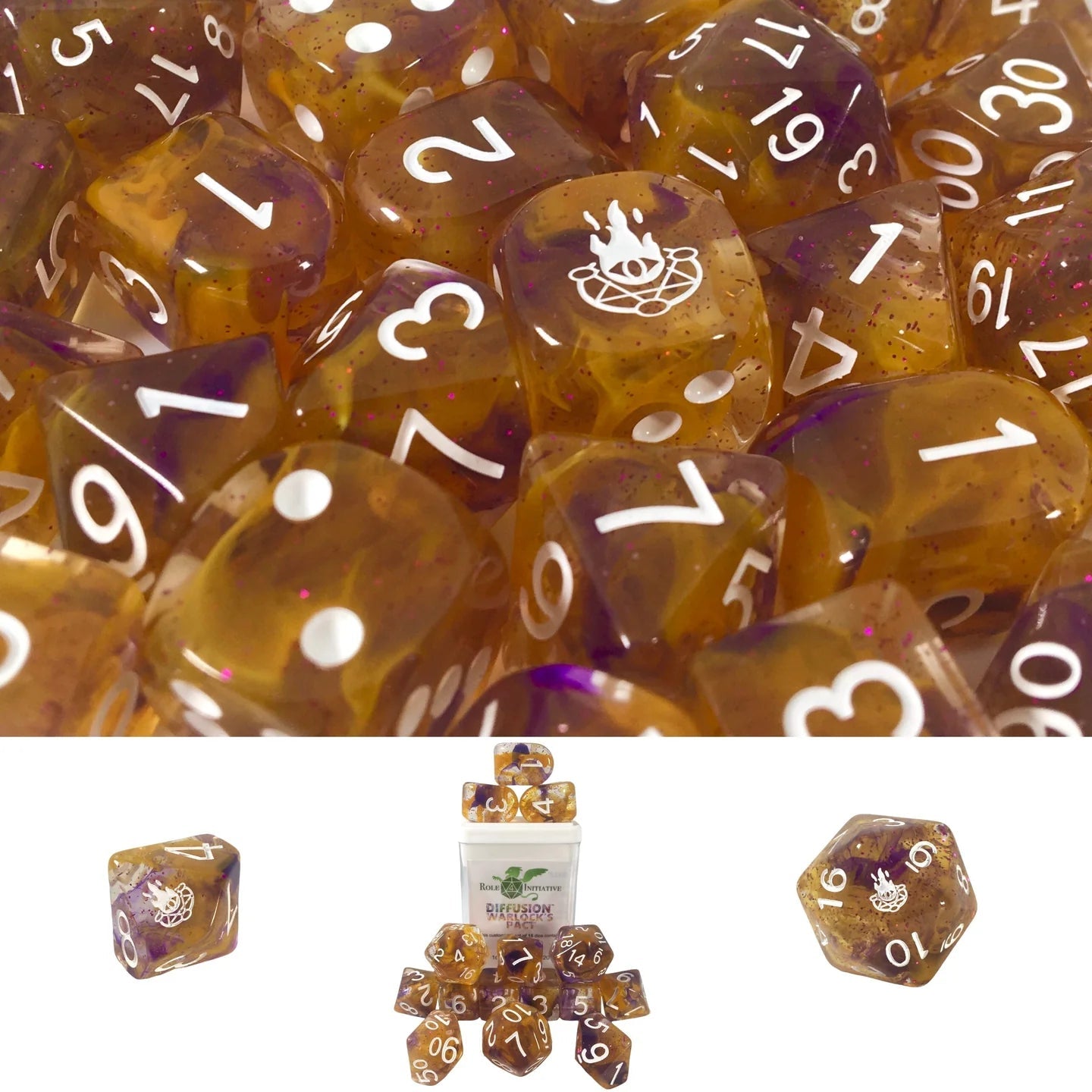 Set of 15 dice w/ Arch'd4: Warlock's Pact w/ symbol - The Fourth Place