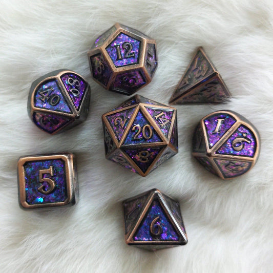 Enchantment Copper Metal Dice - 7 Piece Set - The Fourth Place