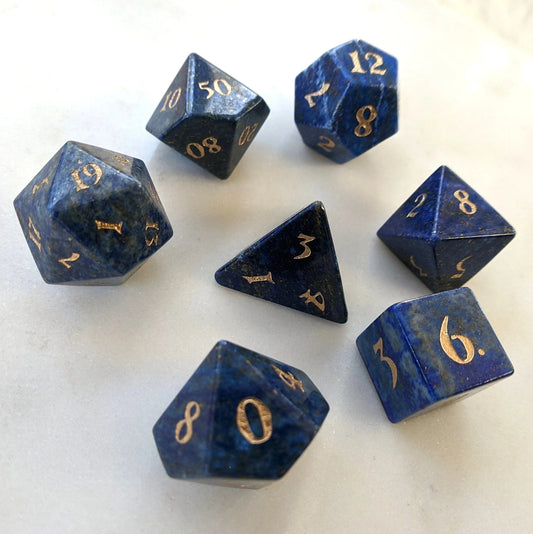 Lapis Lazuli - 7 Dice Set (Real Gemstone) - The Fourth Place