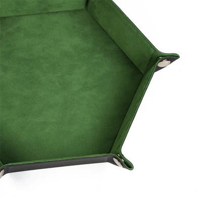 Leatherette & Velvet Dice Tray: Grass Green Hex - The Fourth Place