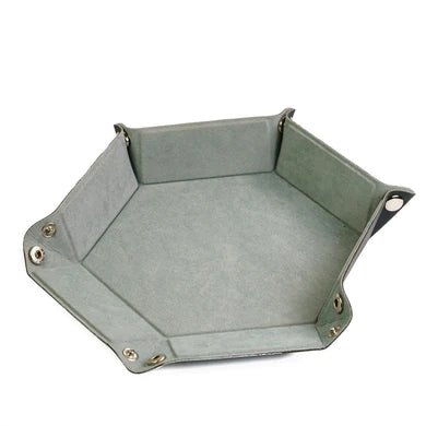 Leatherette & Velvet Dice Tray: Silver Hex - The Fourth Place