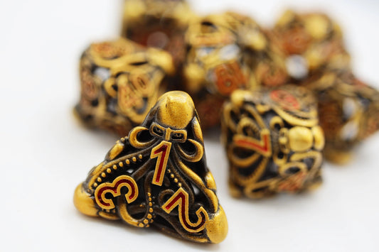 Mind Eater: Gold - Hollow Metal RPG Dice Set - The Fourth Place