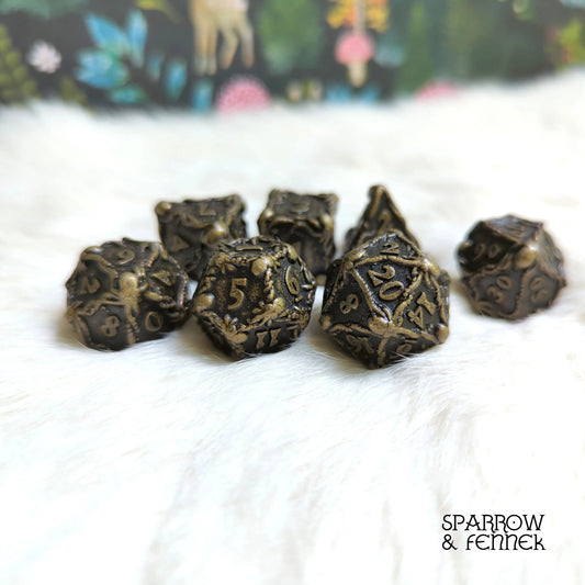 Octopus Metal Dice Set (Bronze) - 7 Piece Set - The Fourth Place