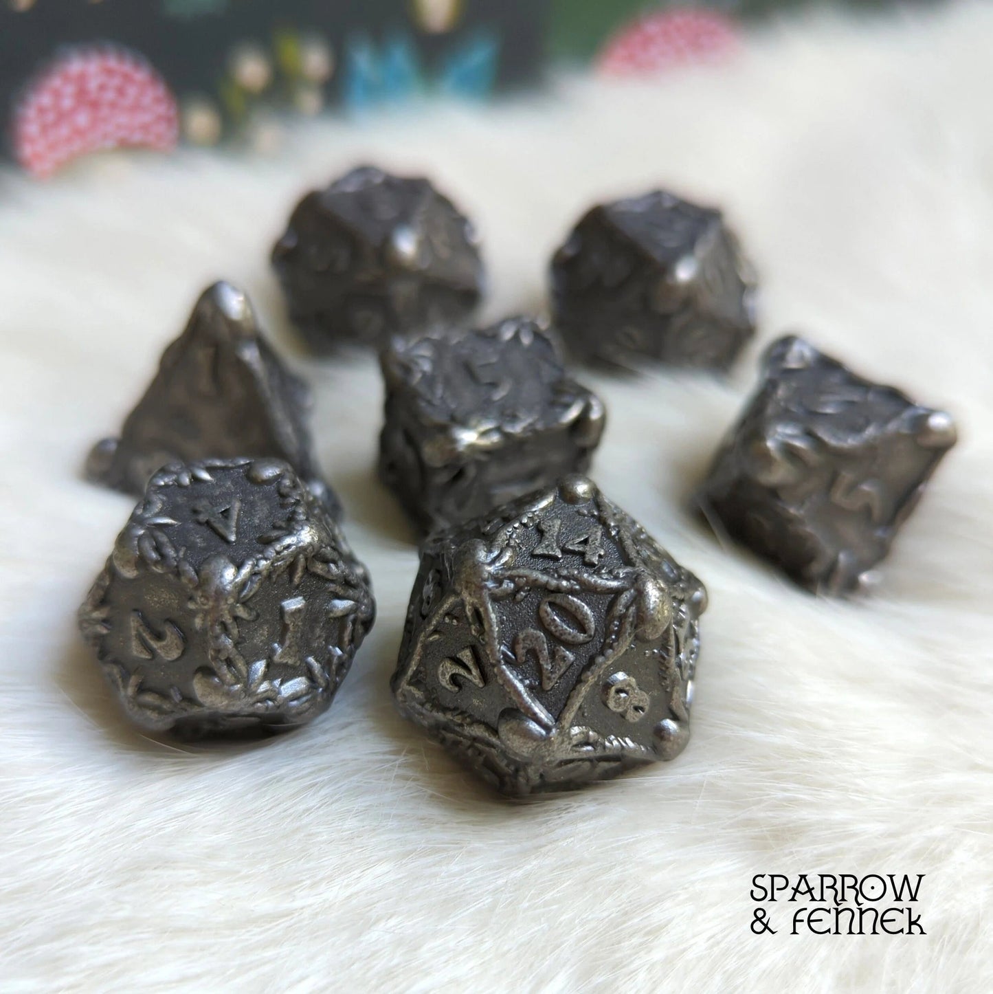 Octopus Metal Dice Set (Gunmetal) - 7 Piece Set - The Fourth Place