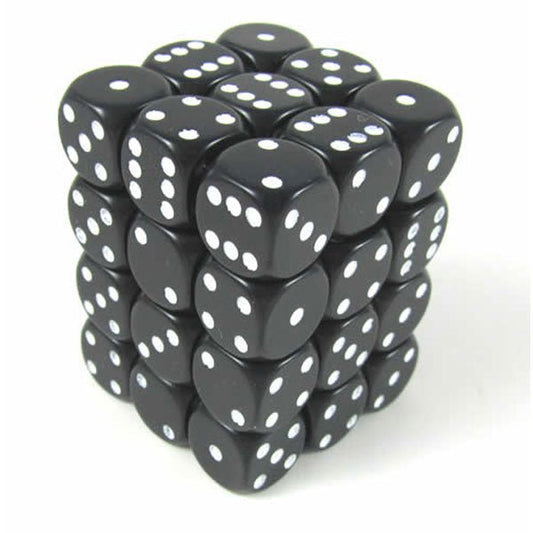 Opaque 12mm 36 d6 Black/White Dice Blockâ„¢ (36 dice with pips) - The Fourth Place