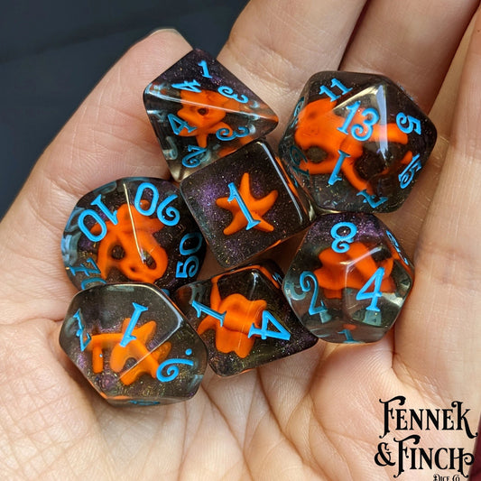 Orange Starfish - 7 Dice Set - The Fourth Place