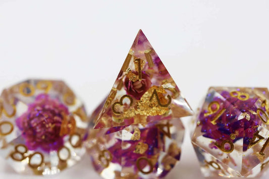 Purple Lotus - Sharp Edge Resin RPG Dice Set - The Fourth Place