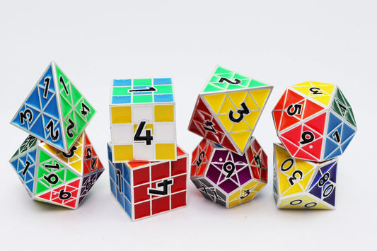 Puzzle Cube: Silver - Metal RPG Dice Set - The Fourth Place