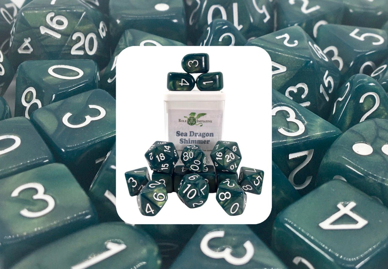 Sea Dragon Shimmer - 7 dice set (with Arch’d4™) - The Fourth Place