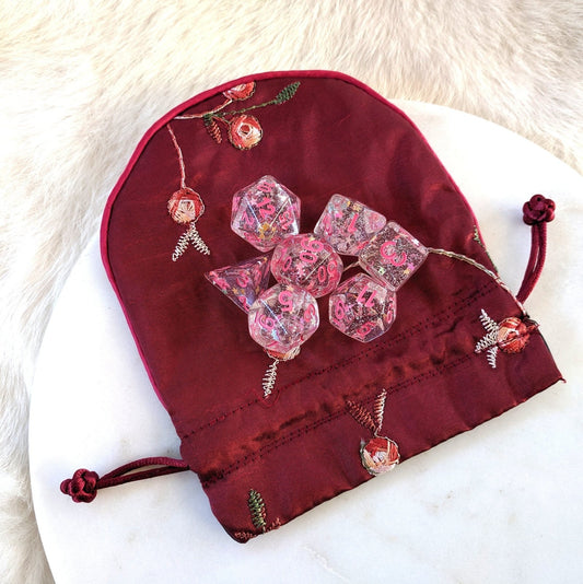 Silk Embroidered Drawstring Dice Bag - The Fourth Place