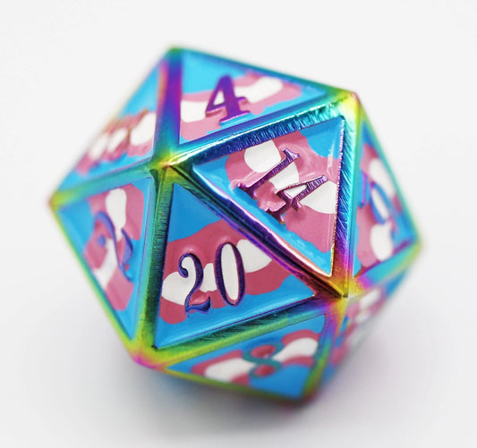 Transgender Pride Flag - Metal RPG Dice Set - The Fourth Place