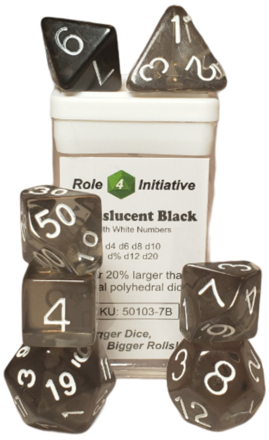 Translucent Black - 7 dice set (with Arch’d4™) - The Fourth Place