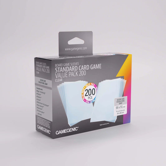 Sleeves Standard Card Game - Size Value Pack (200pc) - Clear