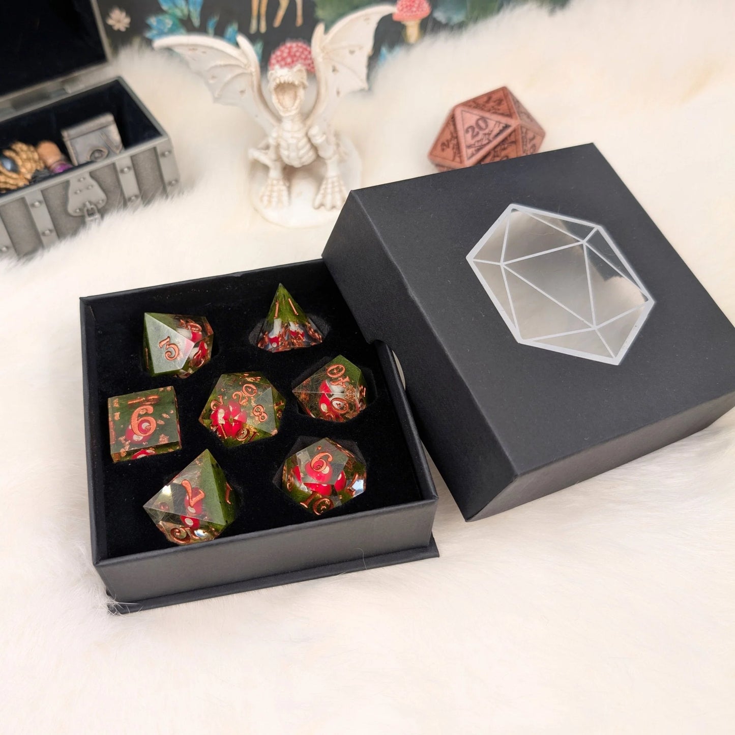 Amanita Mushroom - 7-Piece Sharp Edge Dice Set