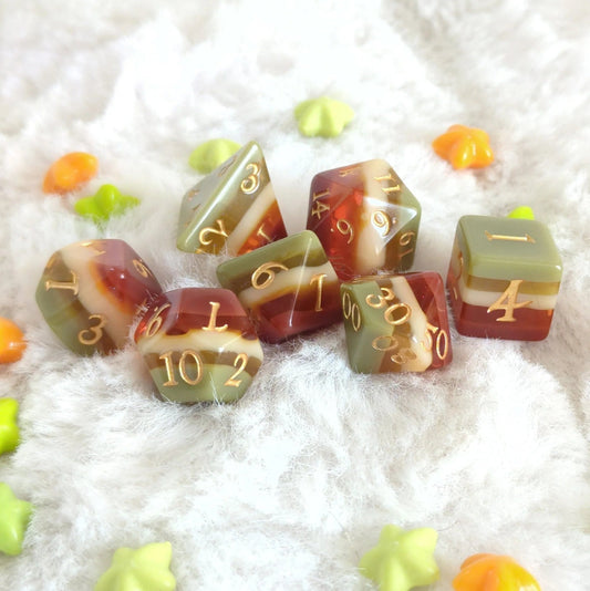 Autumn Arbor Dice Set - 7 Piece Set (gold numbers) - The Fourth Place
