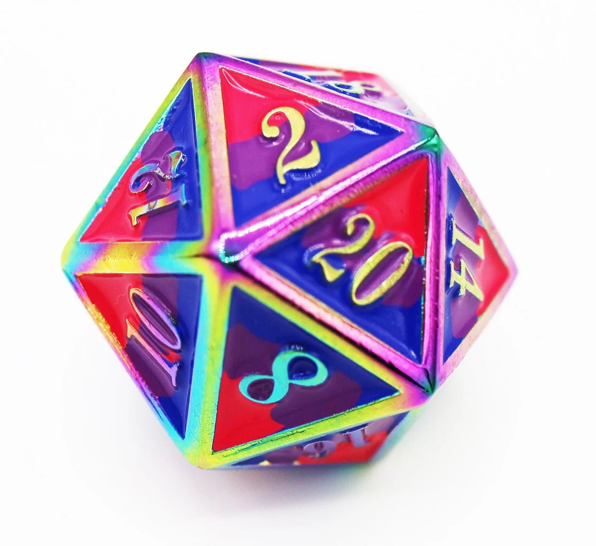 Bisexual Pride Flag - Metal RPG Dice Set - The Fourth Place
