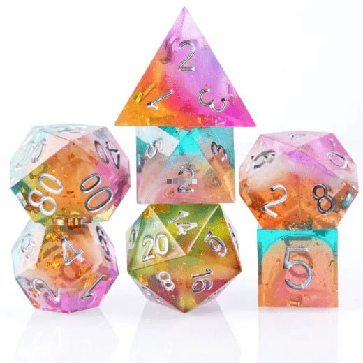 Bright Rainbow Clouds Dice Set - The Fourth Place