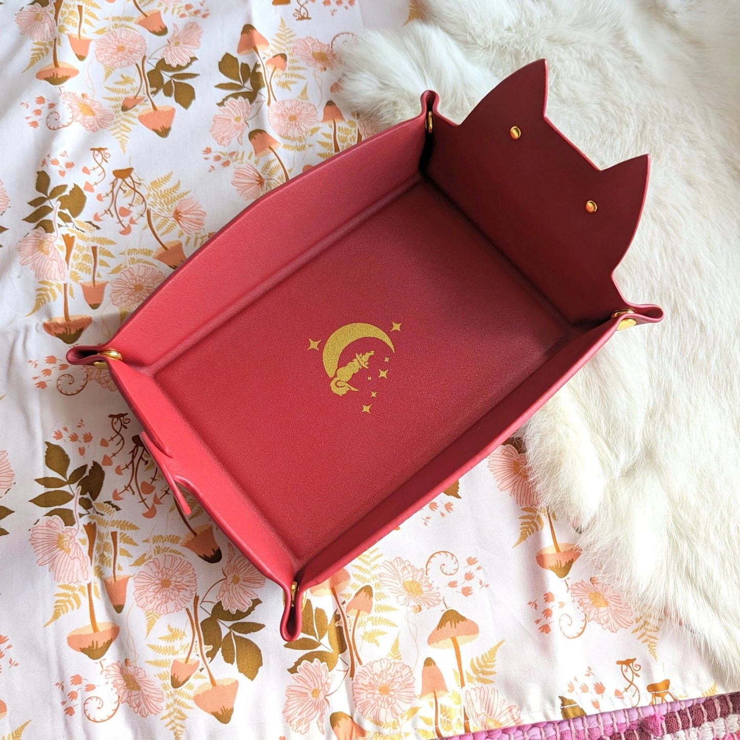 Cat Dice Rolling Tray - Burgundy
