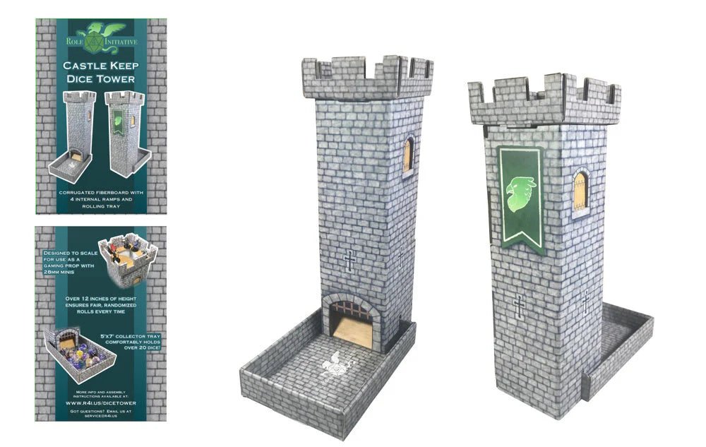 Castle Keep Dice Tower w/ Magnetic Turn Tracker - Traditional Stone Gray - The Fourth Place