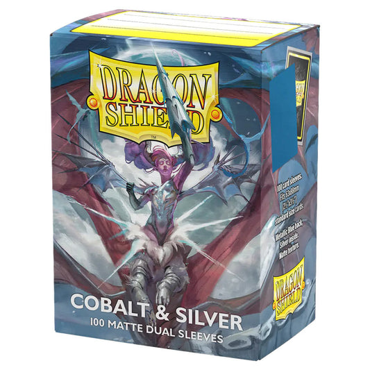Dragon Shield Sleeves: Standard DUAL- Matte Cobalt/Silver (100 ct.)