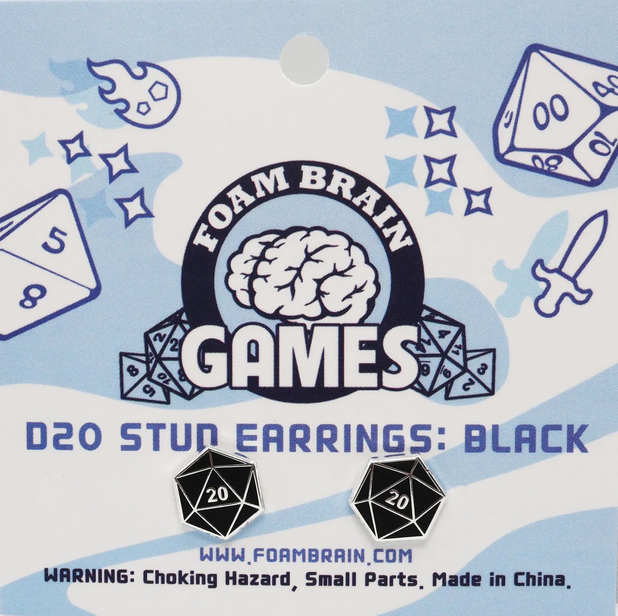 D20 Stud Earring: Black - The Fourth Place
