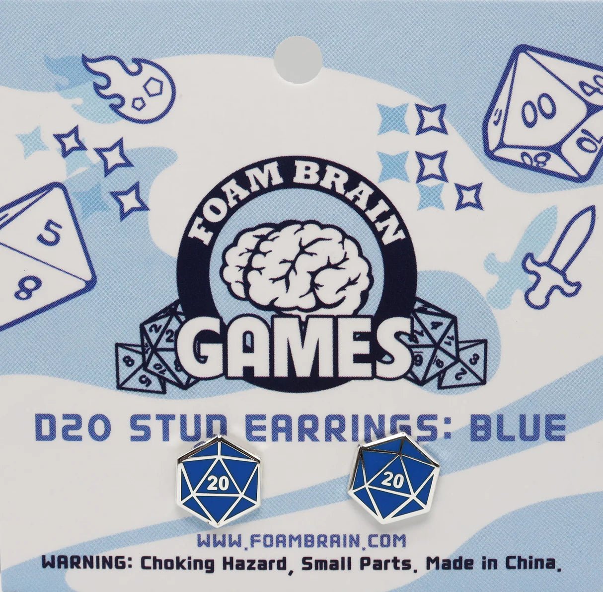 D20 Stud Earring: Blue - The Fourth Place