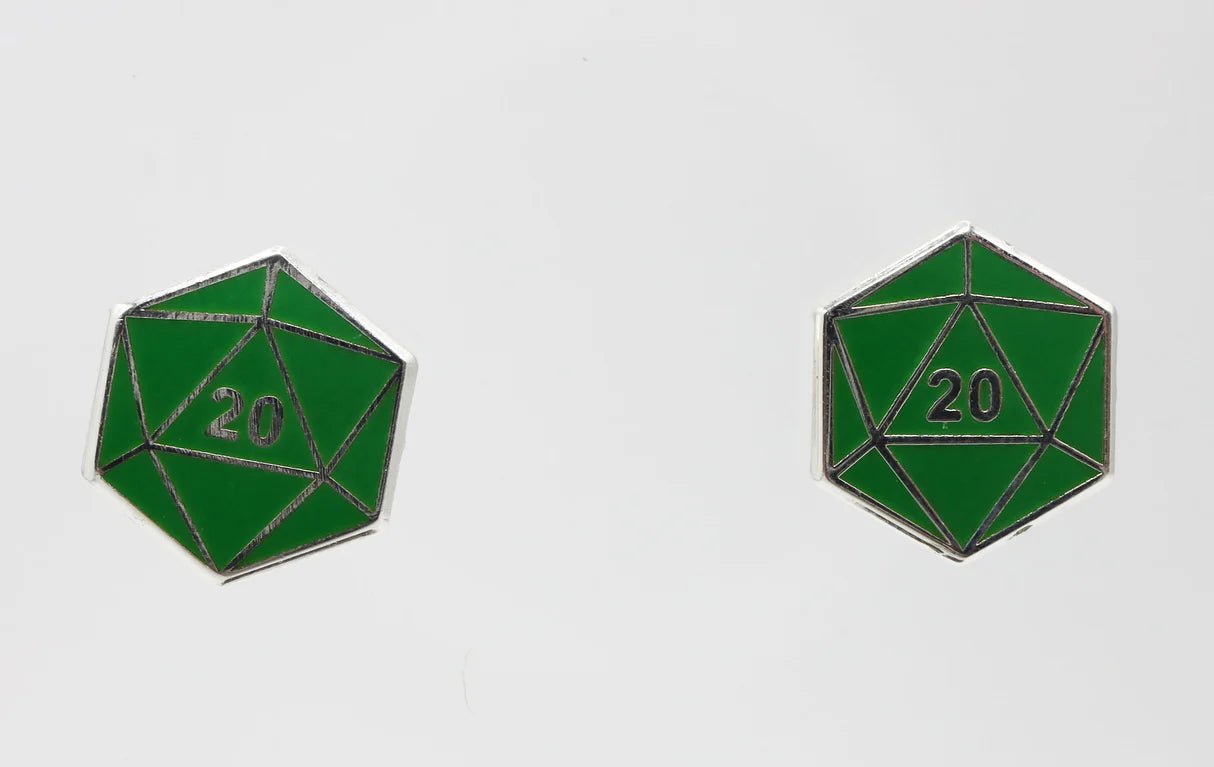 D20 Stud Earring: Green - The Fourth Place