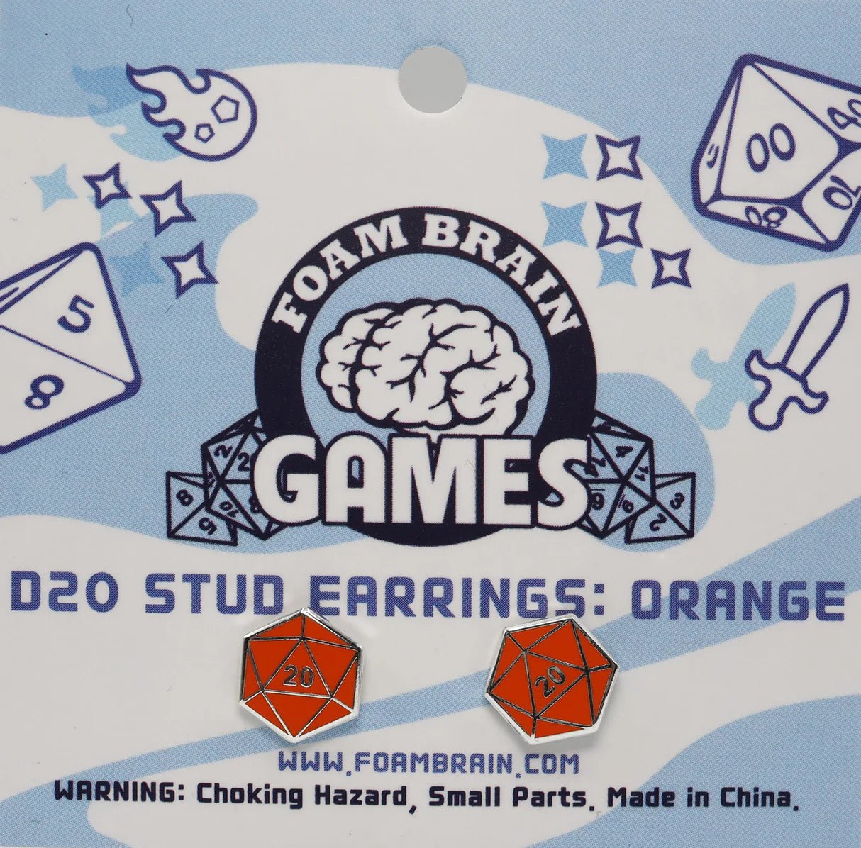 D20 Stud Earring: Orange - The Fourth Place