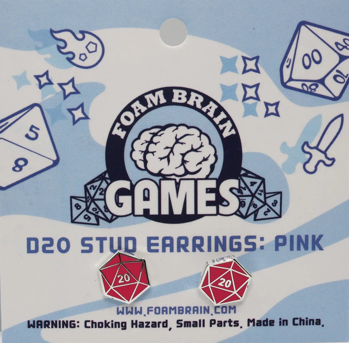 D20 Stud Earring: Pink - The Fourth Place