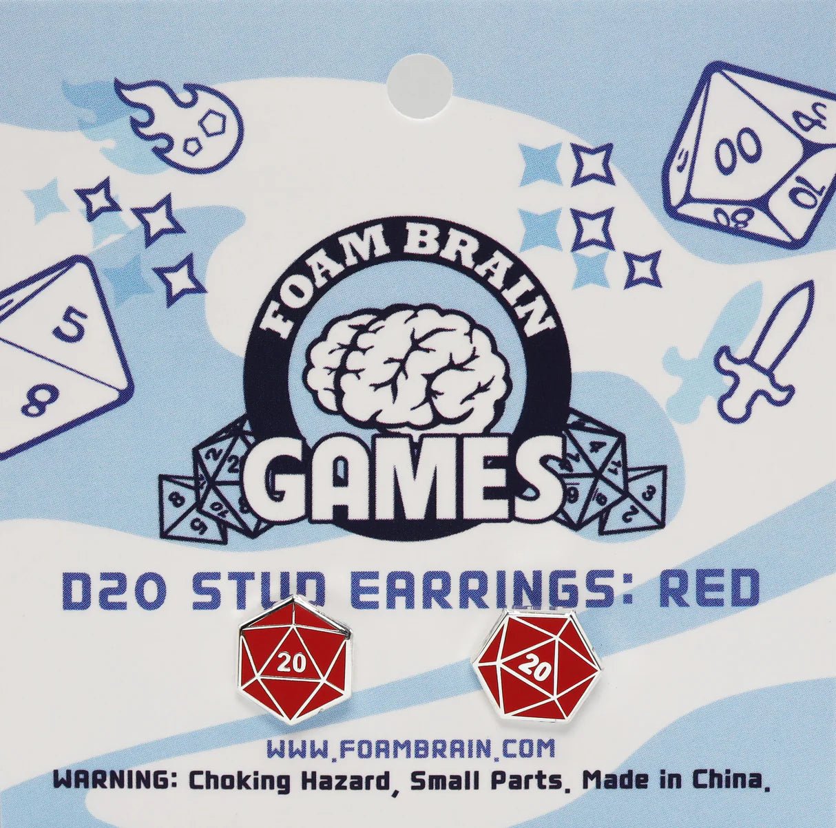 D20 Stud Earring: Red - The Fourth Place