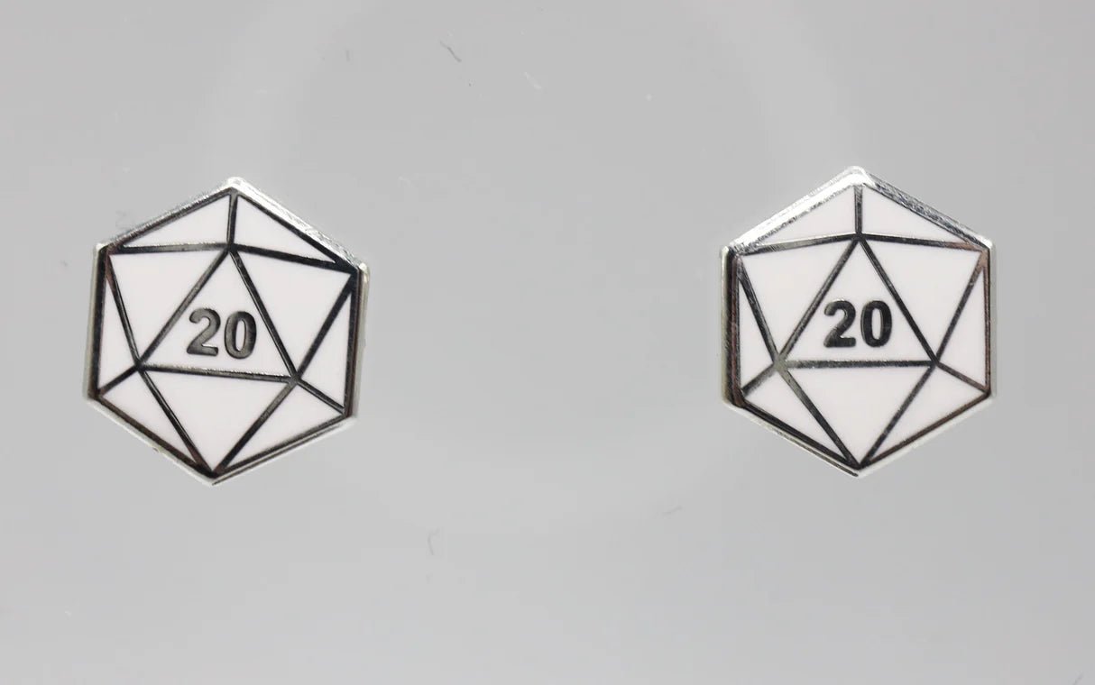 D20 Stud Earring: White - The Fourth Place
