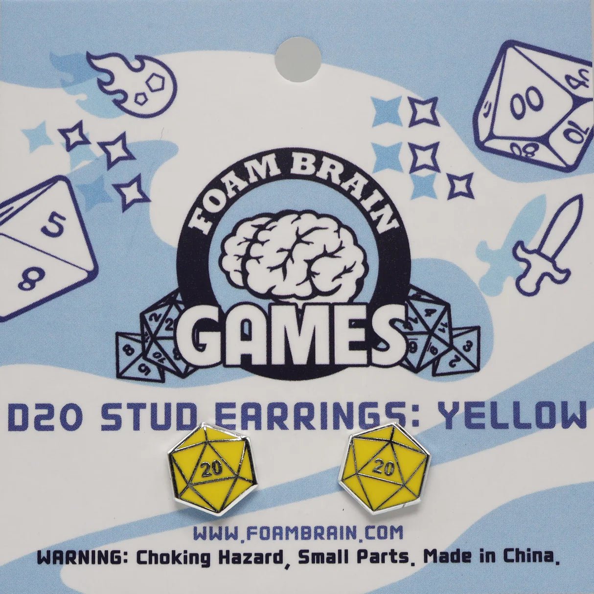 D20 Stud Earring: Yellow - The Fourth Place