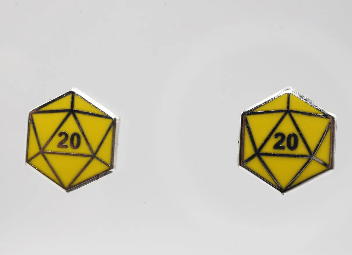 D20 Stud Earring: Yellow - The Fourth Place
