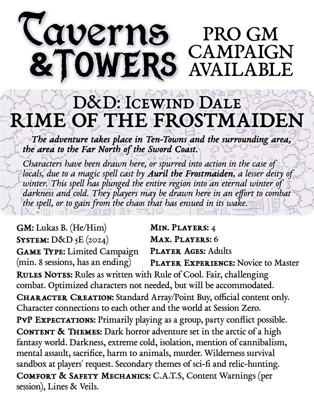 D&D: Rime of the Frostmaiden with Lukas - The Fourth Place