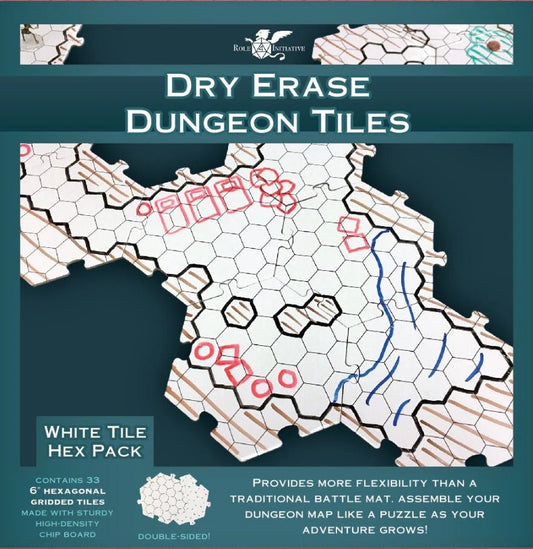 Dungeon Tiles - Dry Erase: 33 - Pack 6" Hexagons White 2025 - The Fourth Place