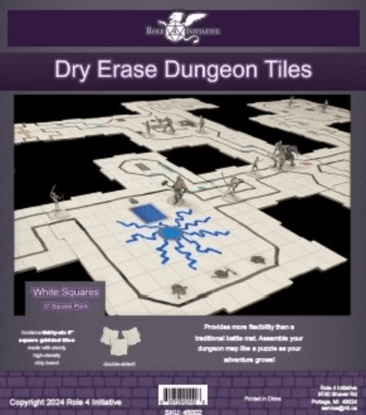 Dungeon Tiles - Dry Erase: 36 - Pack 5" Squares - White - The Fourth Place