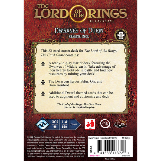 Lord Of The Rings Card Game Expansion: Dwarves Of Durin Starter Deck