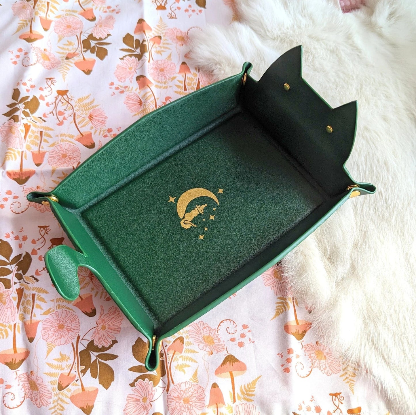 Cat Dice Rolling Tray - Emerald